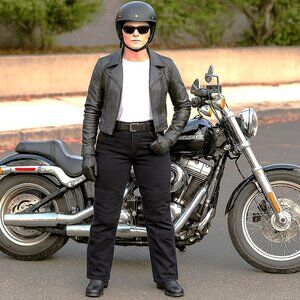 IRONWORKERS Women's Aramid Motor Cycle Jeans 12 Black Reinforced Armored
